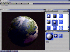 This is a shot of our own planet, hanging in space. Note the different specular qualities of the land and the sea and also the alpha blended clouds and city lights, added as extra passes.