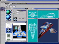 Clayworks using Direct 3d, showing the new texture manager and material editor.